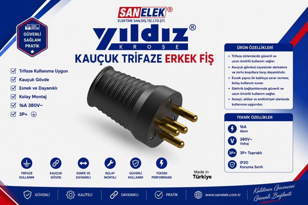 Kauçuk Trifaze Erkek Fiş | Toptan ve Perakende Satış
